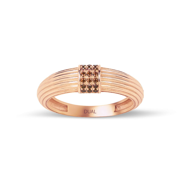 Mio - 14K Gold Textured Cognac Diamond Ring