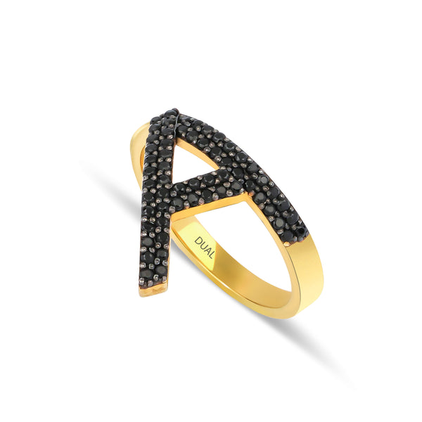 Lettera - 14K Gold Initial Letter Diamond Ring