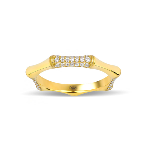 Contra - 14K Gold Diamond Edge Geometric Bamboo Ring