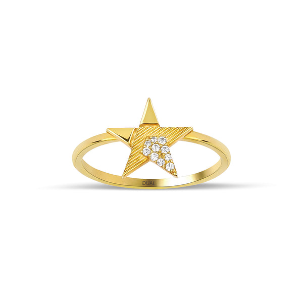 Stella - 14K Gold Diamond Star Ring