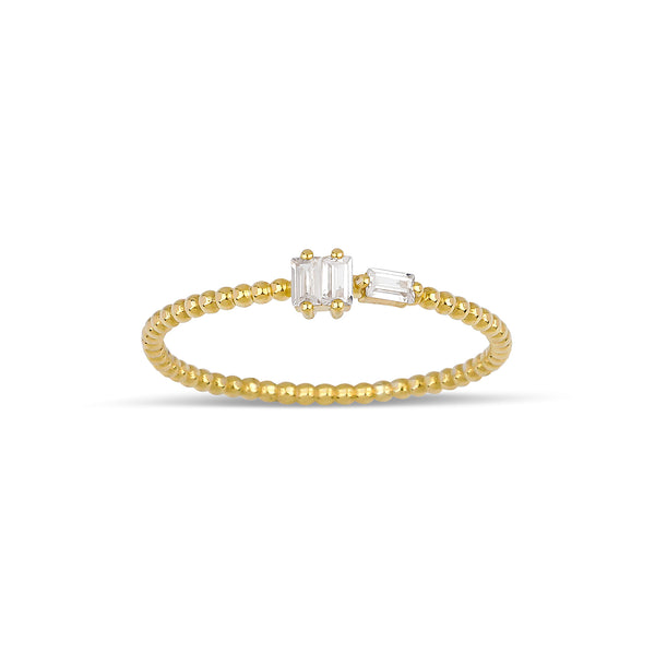 Gloria - 14K Gold Baguette Diamond Thin Ring