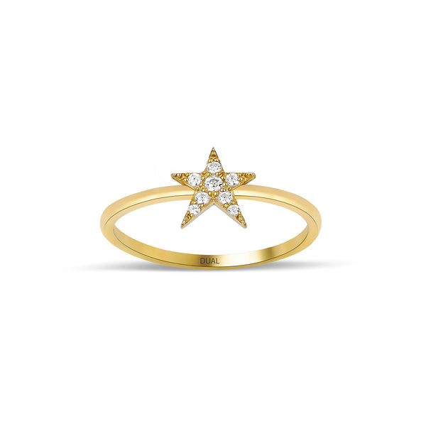 Stella Mini - 14K Gold Diamond Mini Star Ring
