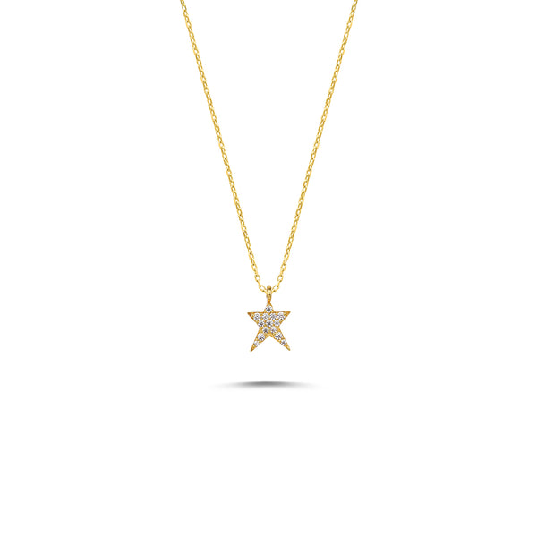 Stella - 14K Gold Doodle Star Diamond Necklace