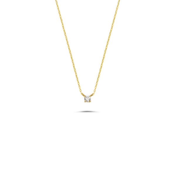 Momento - 14K Gold Solitaire Diamond Necklace