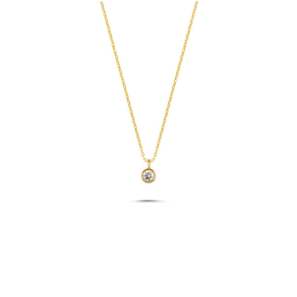 Momento - 14K Gold Solitaire Diamond Necklace On A Bail