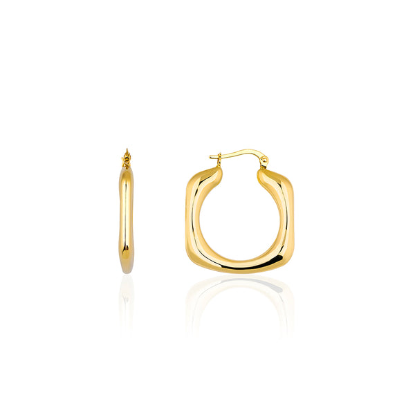 14K Gold Classic Square Hoop Earrings