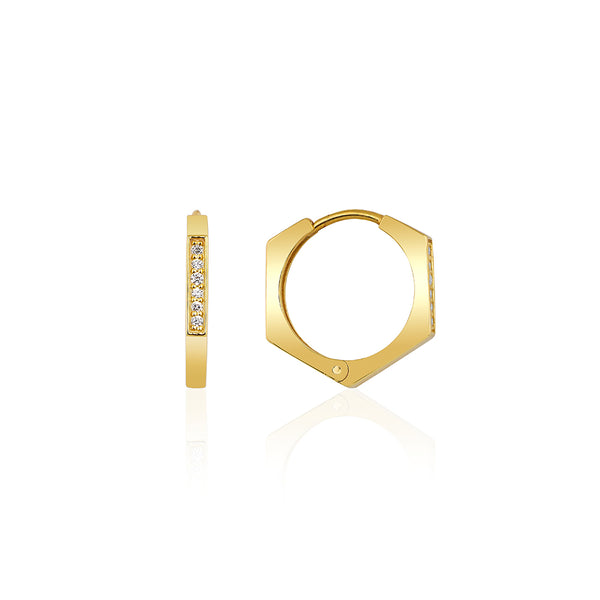 Dobbio - 14K Gold Geometric Form Diamond Earrings