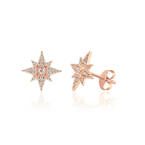 Apricus - 14K Gold North Star Diamond Earrings