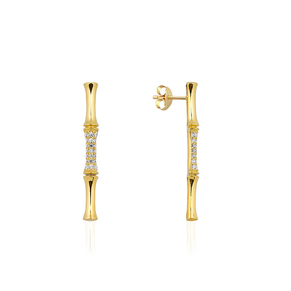 Contra - 14K Gold Vertical Line Diamond Earrings
