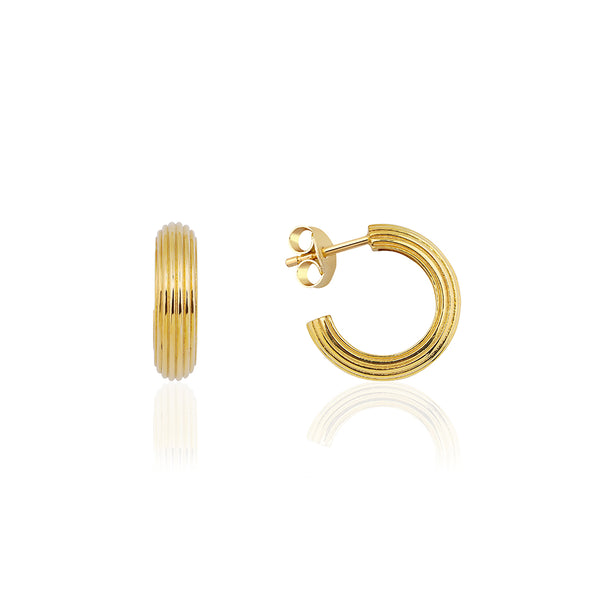 Mio - 14K Gold Chubby Textured Hoop Earrings