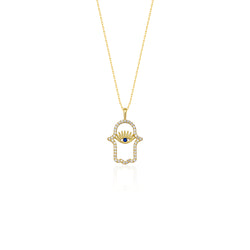 Fatima - 14K Gold Fatima's Hand Diamond Necklace