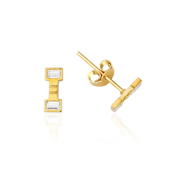 Tempo - 14K Gold Baguette Diamond Stud Earrings