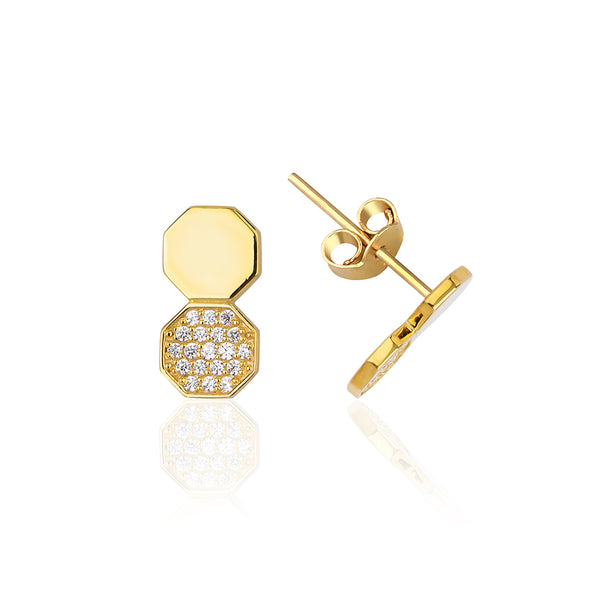 Dual - 14K Gold Diamond Earrings