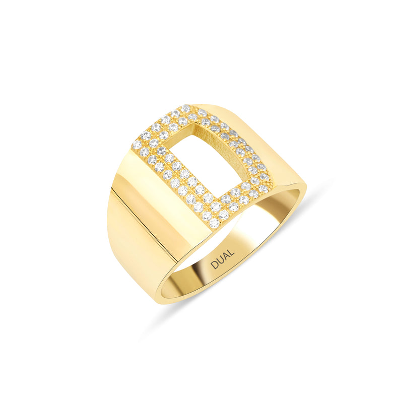 Lettera - 14K Gold Chunky Initial Letter Ring