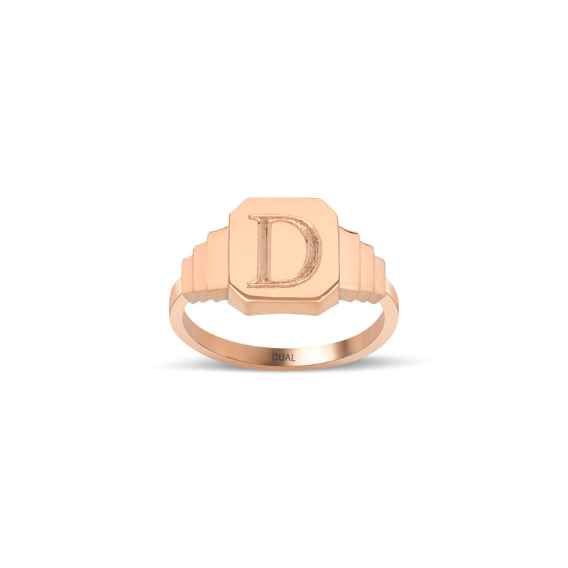 Initial Alphabets Letter American Diamond Gold Adjustable Band Ring Fo –  ZIVOM