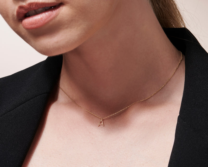 Lettera - 14K Gold Initial Letter Thin Form Necklace