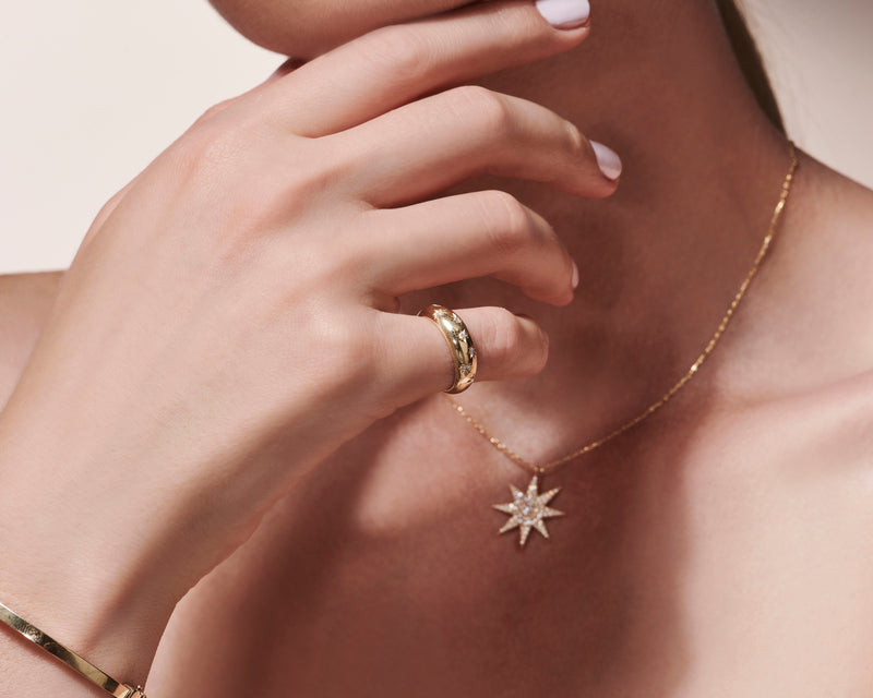 Apricus - 14K  Gold Sun Diamond Necklace