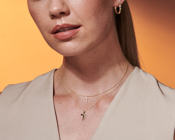 14K Gold Cross Simple Necklace