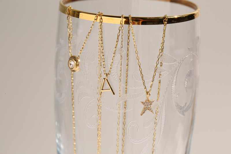 Stella - 14K Gold Doodle Star Diamond Necklace